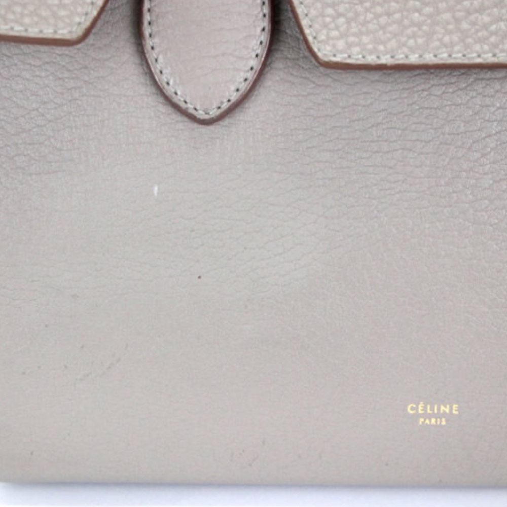 CELINE 
Tie Tote Bag Leather Gray Handbag - Picture 6 of 9